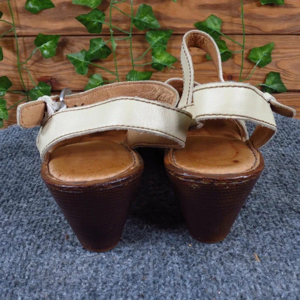 Born Belinda Women Strappy Platform Sandal Size 7 Summer Dress Cream Leather